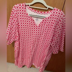 Pink and White Polka Dot Women's 2x Top